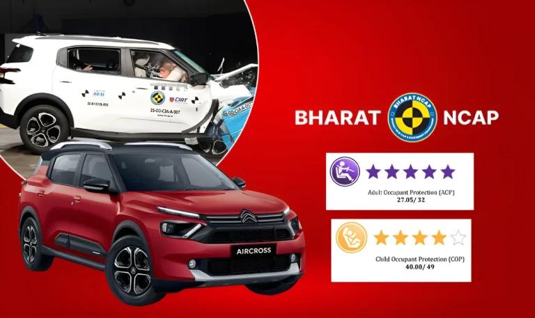 Image for Citroen Aircross Secures A Full 5-Star Safety Rating in Bharat NCAP Crash Test