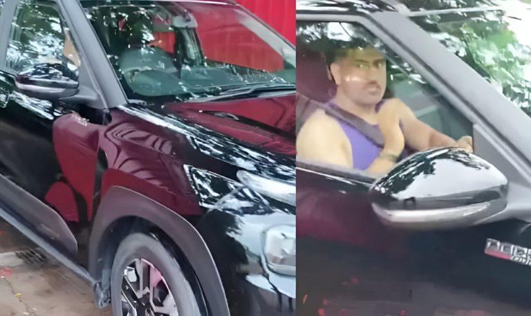 Image for MS Dhoni Seen Driving His Citroen Basalt Dark Edition In Ranchi