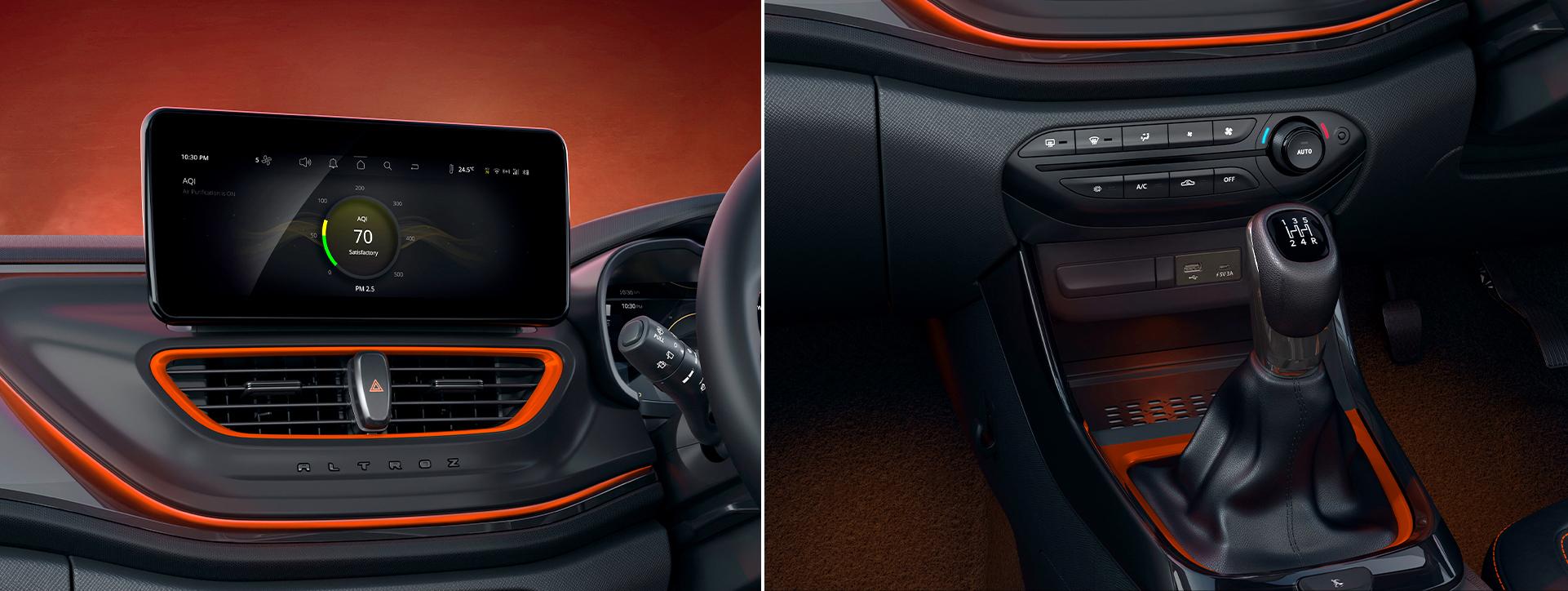 Tata Altroz Racer Infotainment System & Gear Shifter