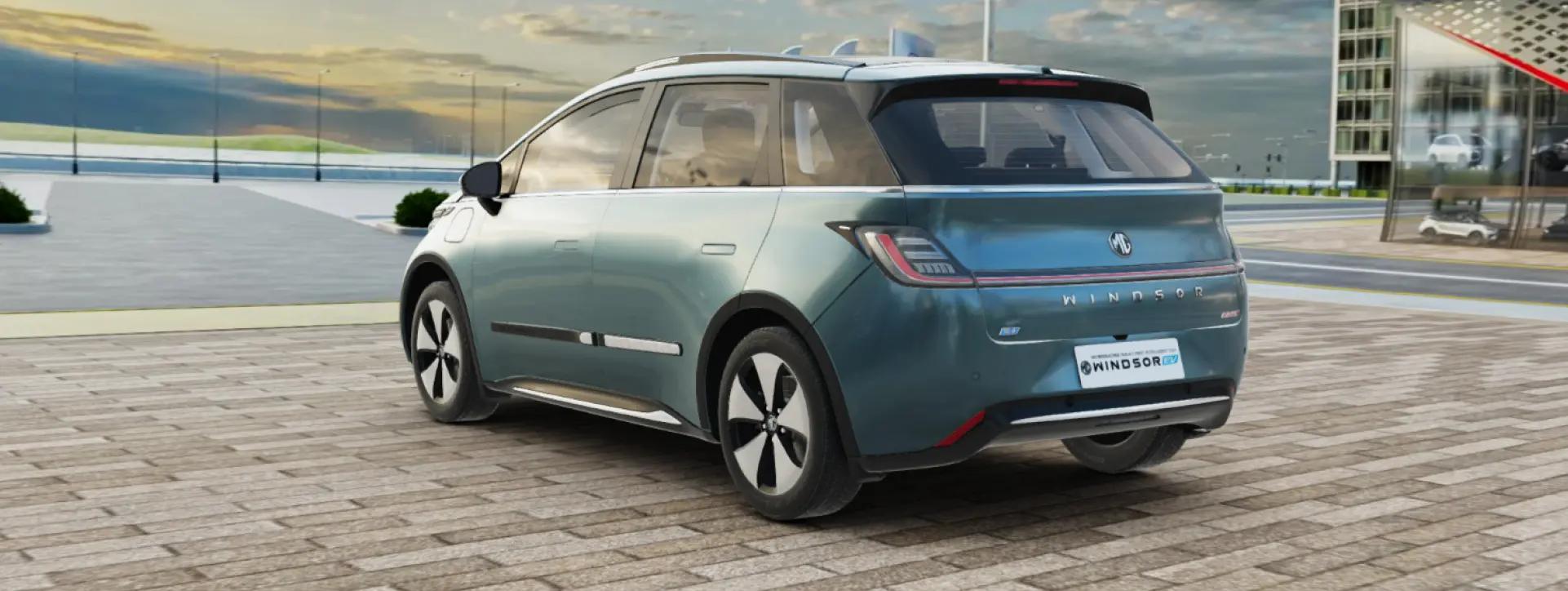 Morris Garages Windsor EV Rear Left Three Quarter View