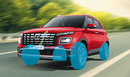 Hyundai Venue - Vehicle Stability Management (VSM) for anti-slid assurance.