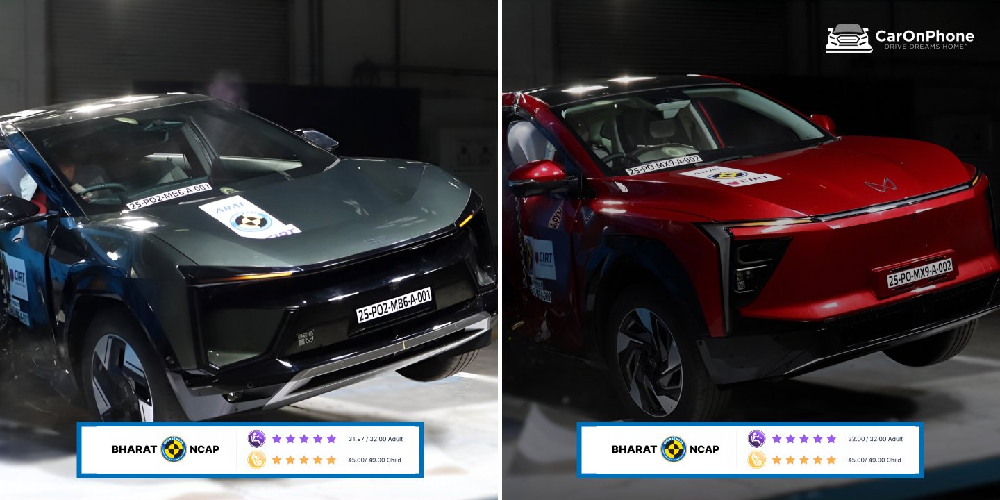 Mahindra BE 6, XEV 9e score 5-star Bharat-NCAP safety rating