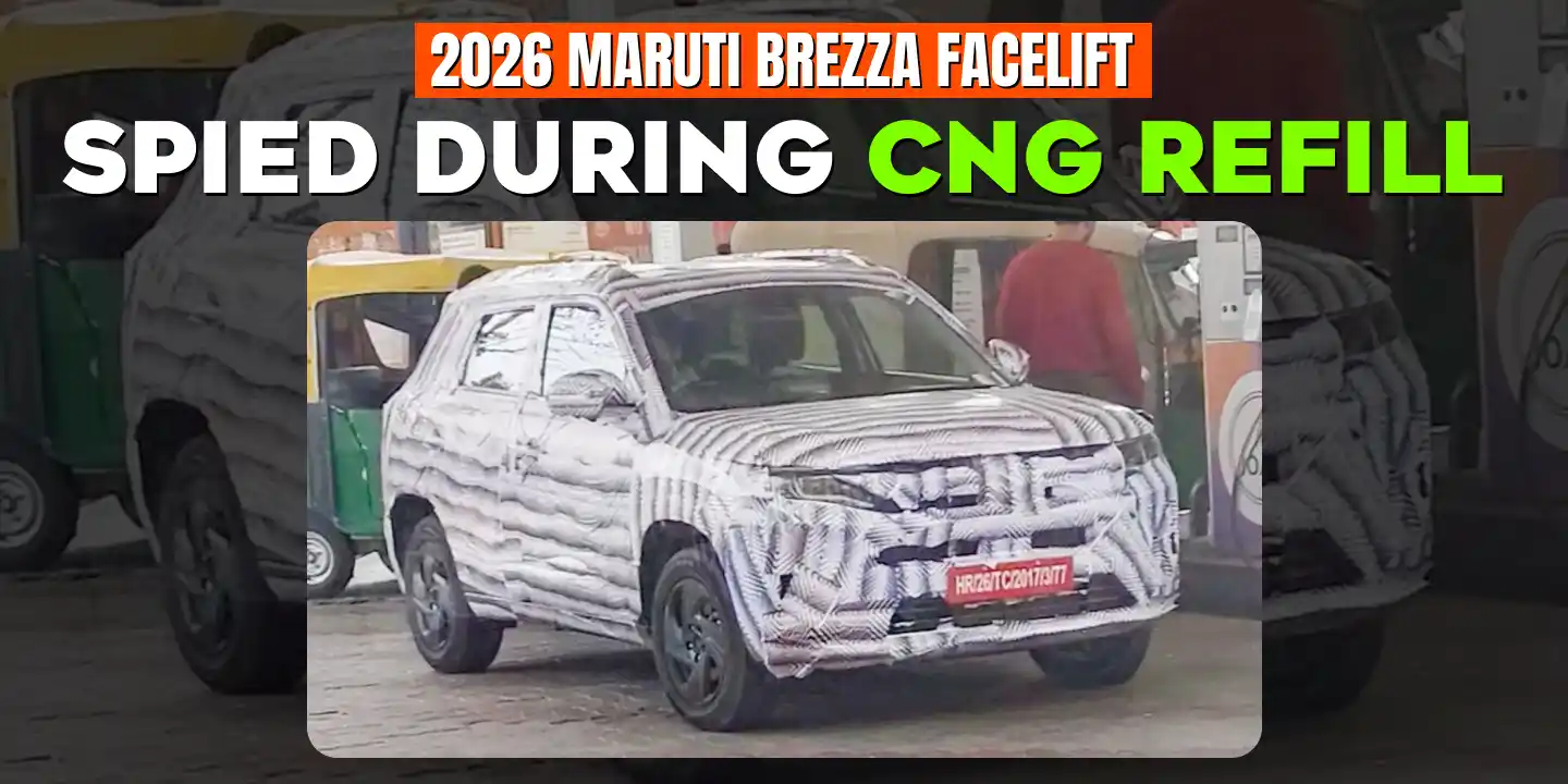2026 Maruti Brezza Facelift Spied During CNG Refill, Exterior and Interior Captured 