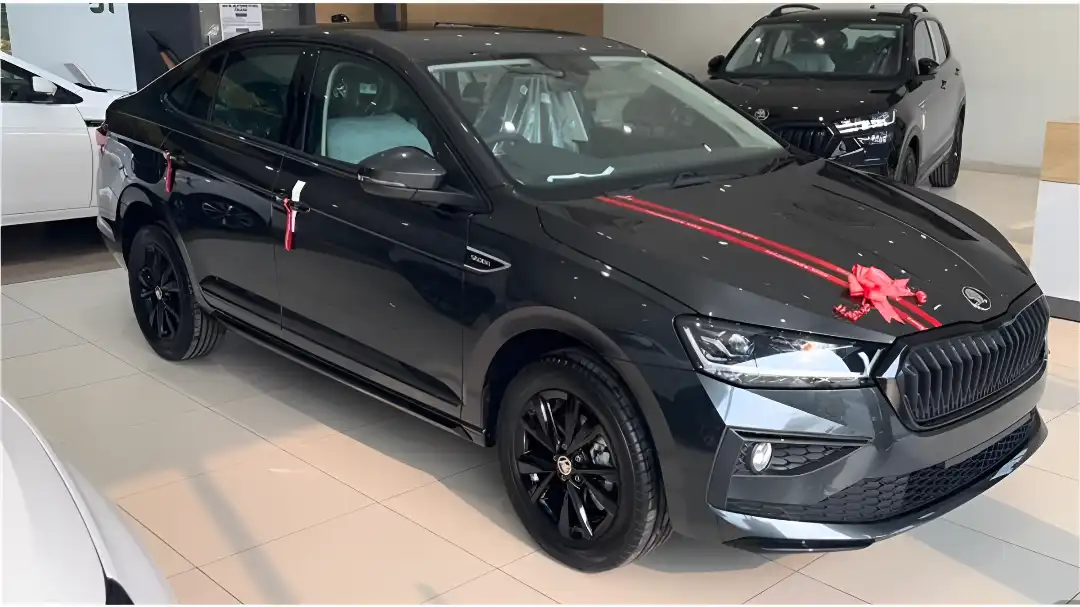 2026 Skoda Slavia Facelift with new illuminated grille and connected LED tail lamps spied on test in India