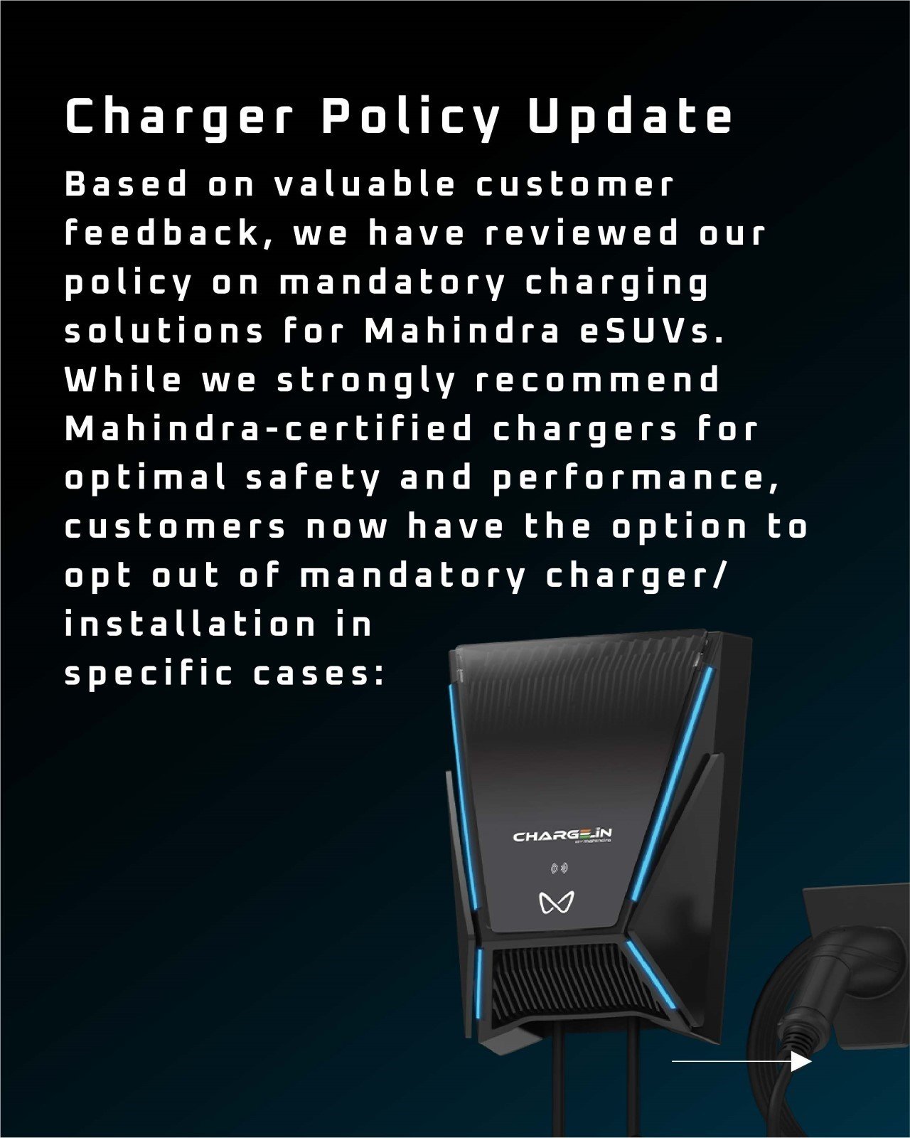 Mahindra EV Charging Policy Revised, charger and installation now optional for BE 6 and XEV 9e