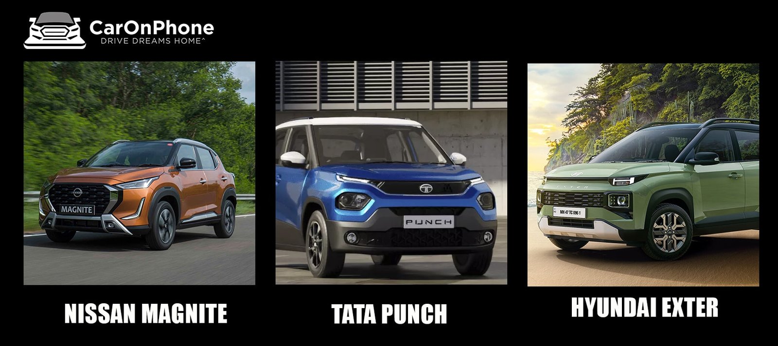 Hyundai Exter vs. Tata Punch vs. Nissan Magnite