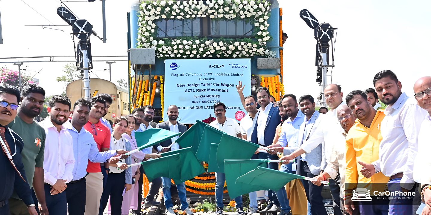 Kia India Flags Off country's First SUV-Only Double Decker Freight train from Penukonda Railway Station