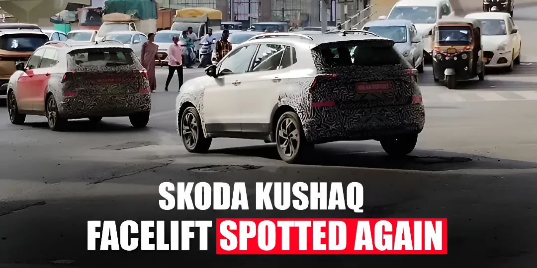 Skoda Kushaq Facelift Spotted Again, Reveals New Alloy Wheel Design cover