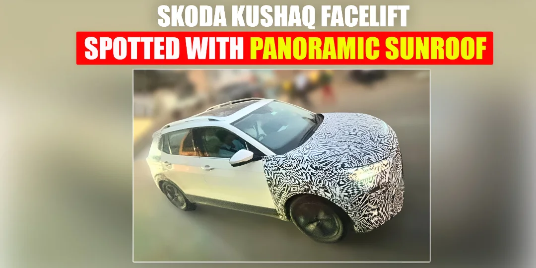 Skoda Kushaq Facelift Revealed in Spy Shots Featuring Panoramic Sunroof Cover