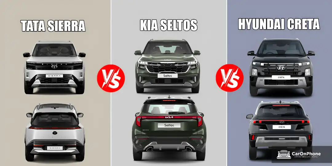 Tata Sierra VS Kia Seltos Vs Hyundai Exterior