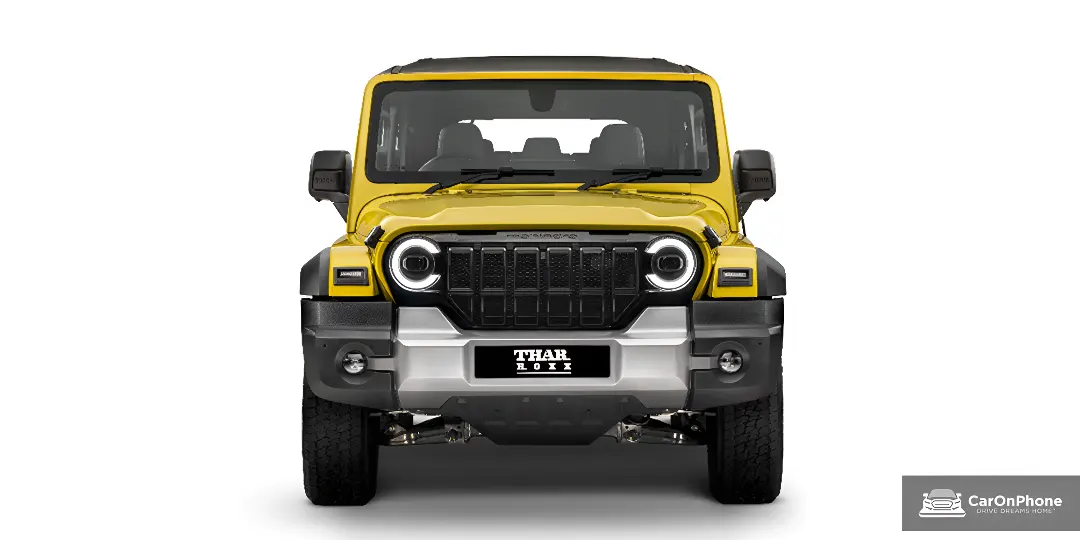 Mahindra Thar Roxx Star Edition in Citrine Yellow color front profile