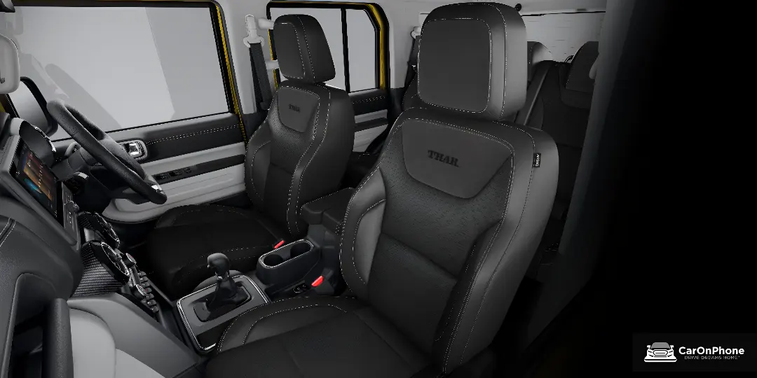 Mahindra Thar Roxx Star Edition all-black interior with 10.25-inch touchscreen