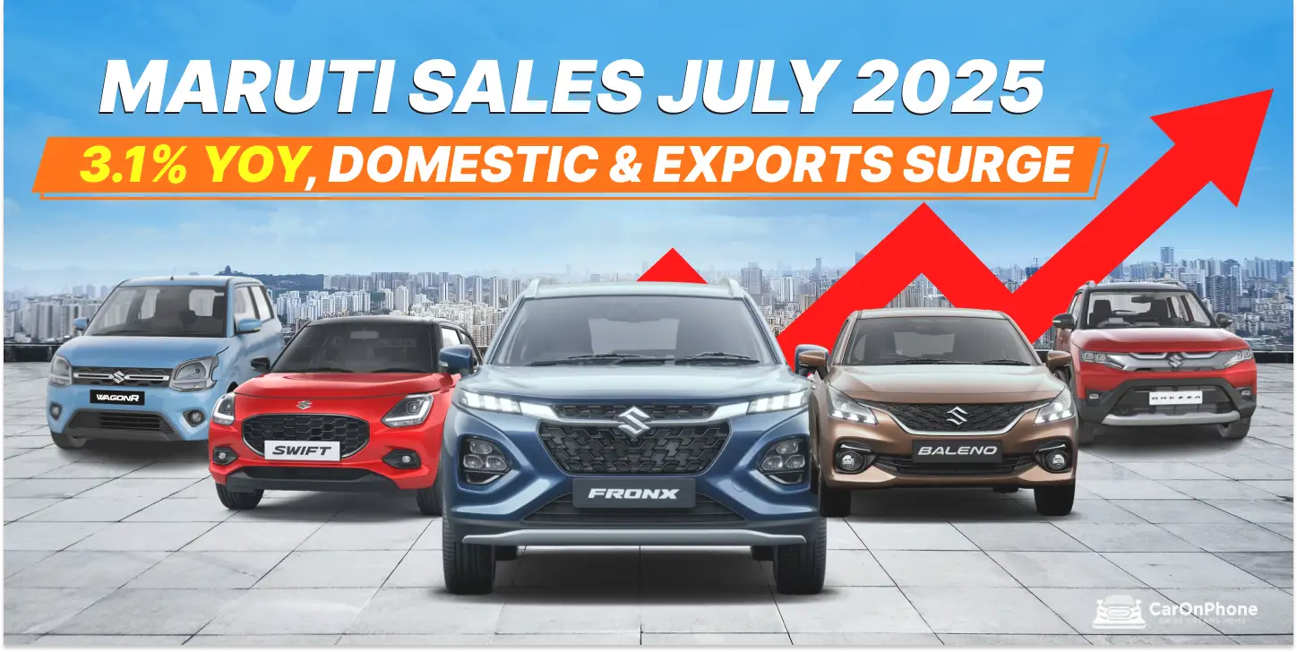 Maruti Sales July 2025 – 3.1% YOY, Domestic & Exports Surge