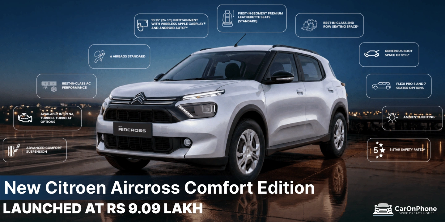 New Citroen Aircross Comfort Edition Launched at Rs 9.09 Lakh_ Price, Variants & Features Explained